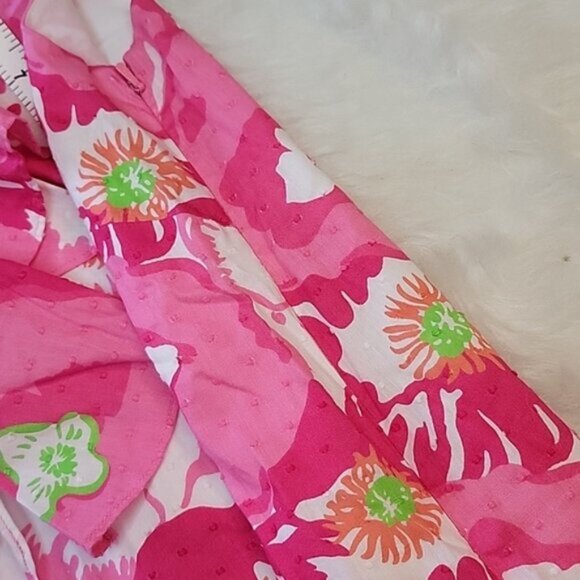 LILLY PULITZER Scarlet Begonia Ruffle Scoop Neck Pink Floral Sleeveless Top XS - Picture 5 of 10